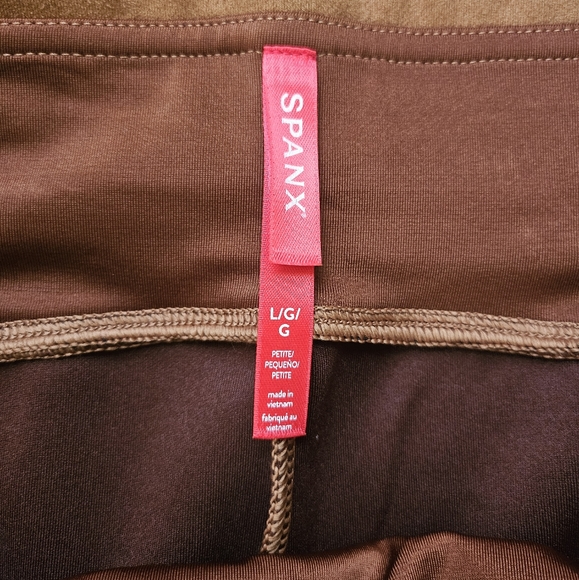 NWT Spanx Faux Suede Leggings Petite Large Rich Caramel - Picture 2 of 6